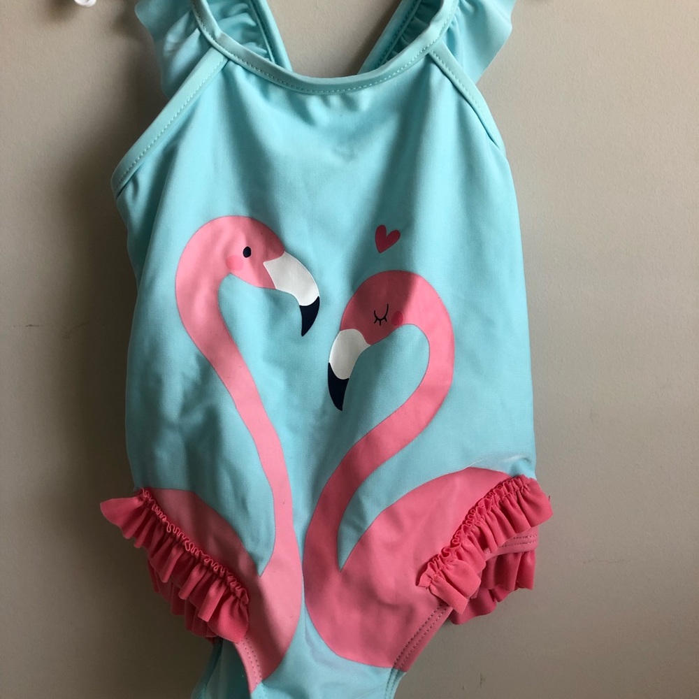 Baby Girls Flamingo Swimsuit - Picture 3 of 5